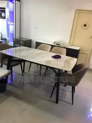 Imported Luxury Dining Table With Marble Top and 6 Chairs