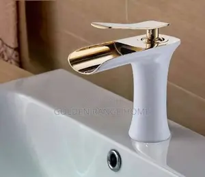 Photo - Waterfall Bathroom Faucet White and Gold
