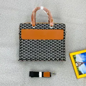 Goyard Quality Luxury Men Genuine Leather Laptop Bag