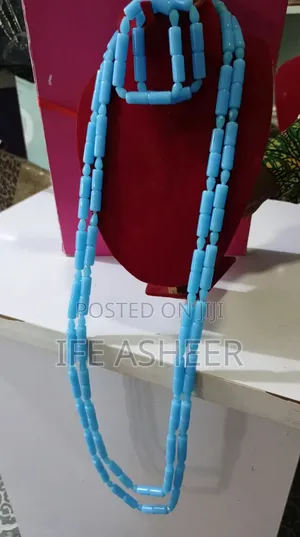 2 Layers Navel Length Men Ceremonial Neck 000B01 - Sky Blue