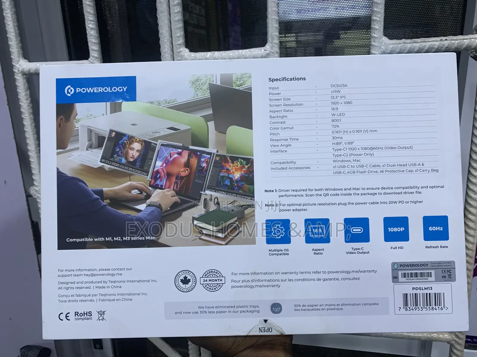 Powerology Dual Screen Portable Monitor