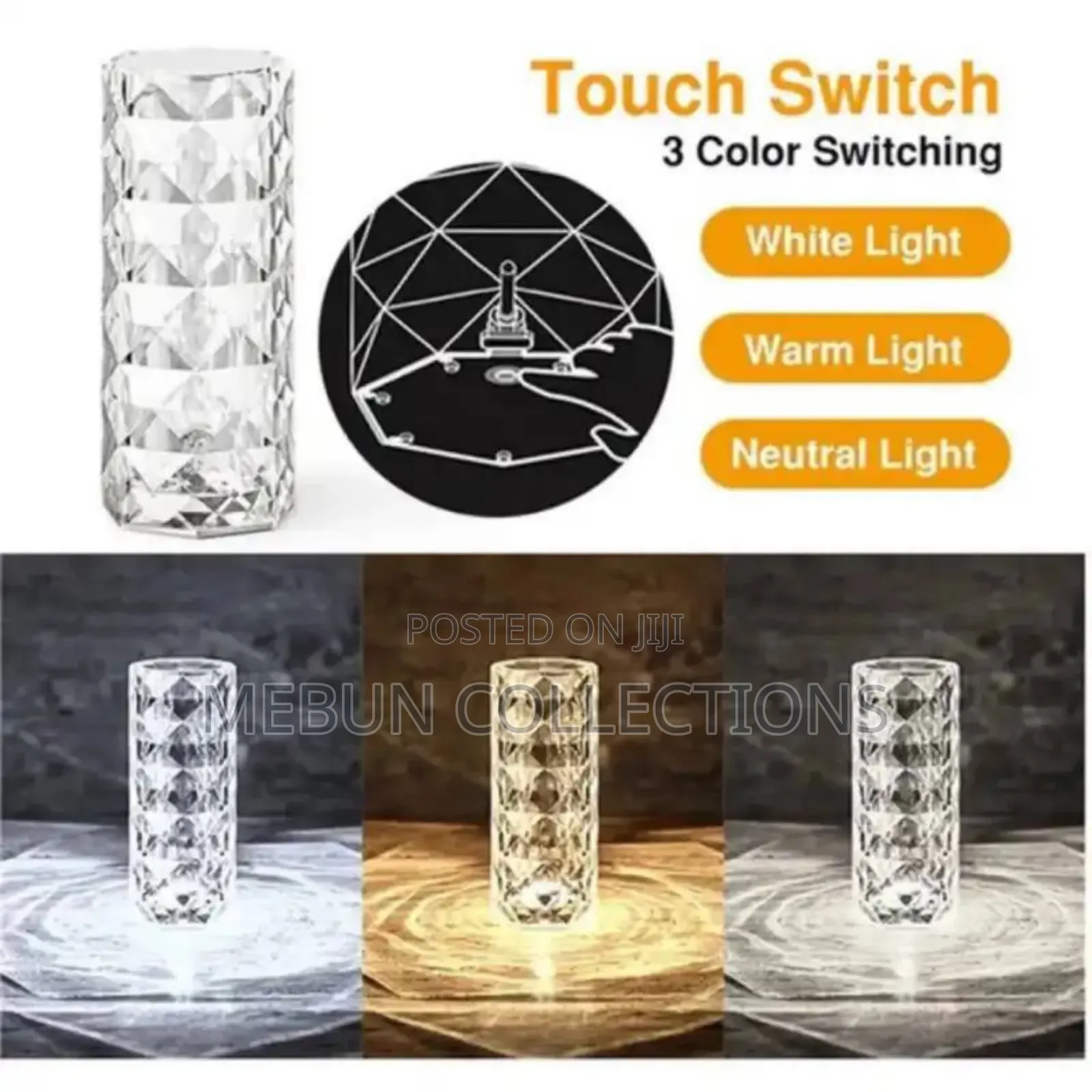 Rechargeable Touch-Pad Rose Diamond Crystal Light