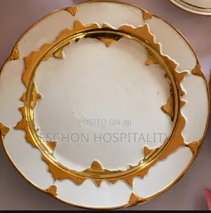 Luxury Gold and White Eating Plate = 1 Set