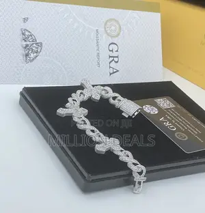 Iced Moissanite Men’S Link Luxury Bracelet Silver
