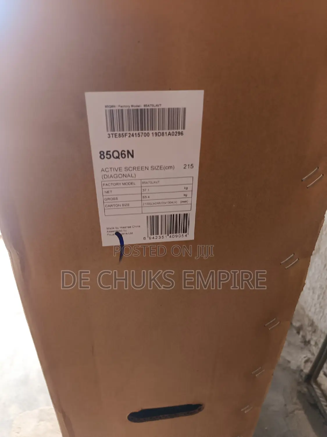 Hisense 85"Inch Qled Smart(Quantum+120 High Refresh Rate)