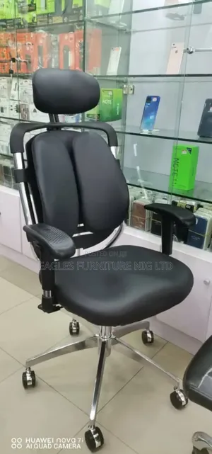 100% Pure Leather Kidney Swivel Office Chair