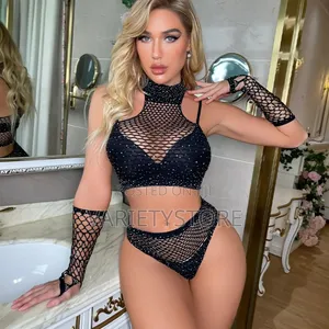 Photo - Hot Rhinestone Sexy 2-Piece Bra Set Lingerie for Women