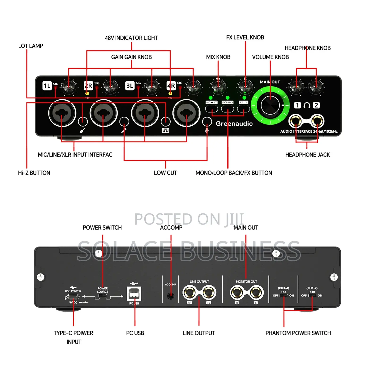 Gax-Md44 Audio Interface 4 Input 4 Output Music Recording