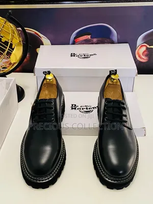Unisex Dr Martens Matte Leather Double Line Lace Up Shoes