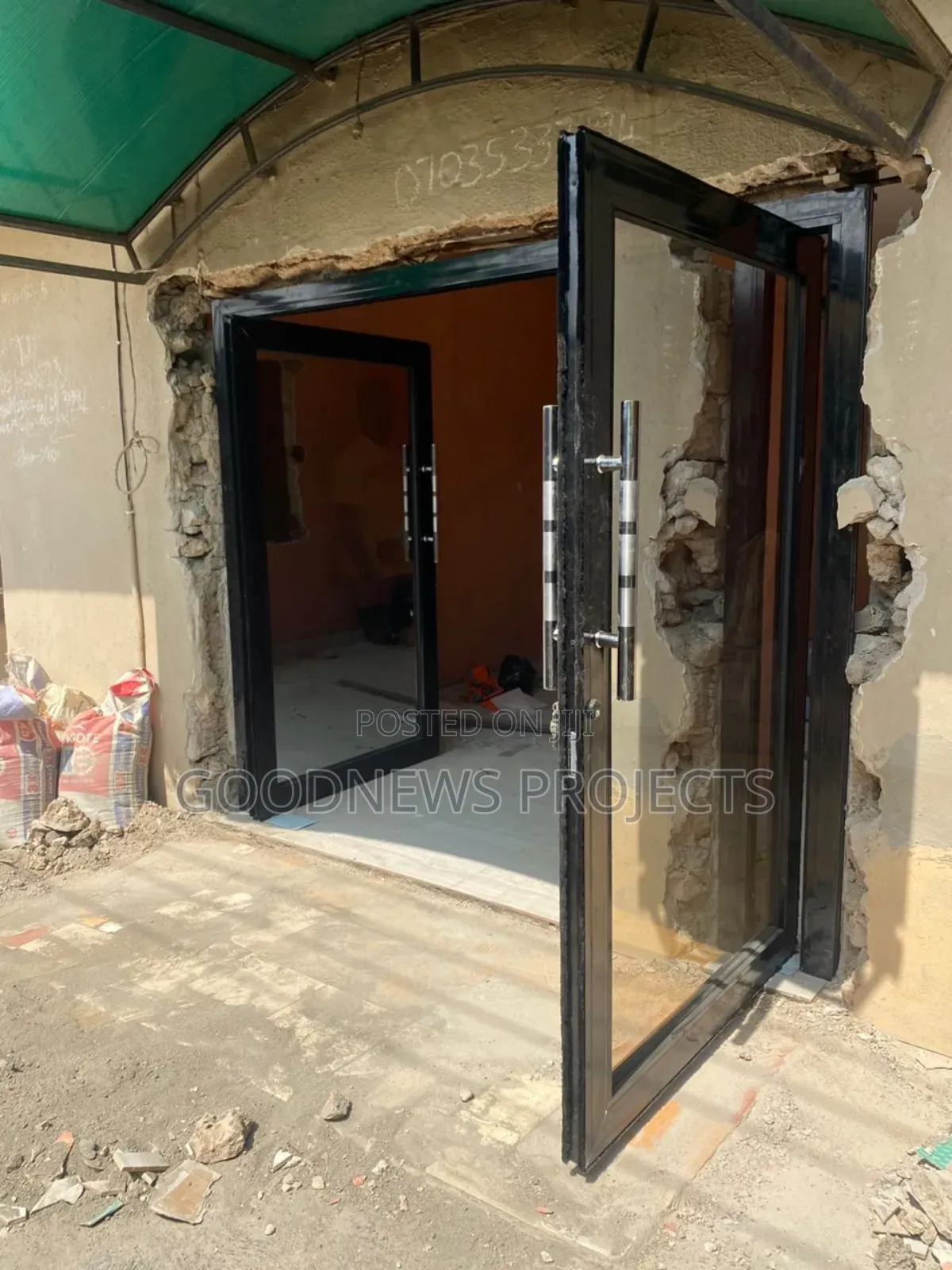 Black Double Leaf Aluminium Swing Door