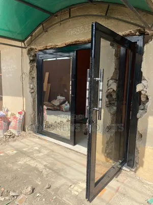 Black Double Leaf Aluminium Swing Door