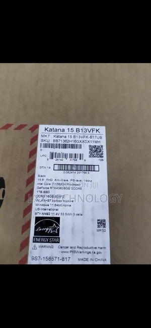 New Laptop MSI Katana 15 16GB Intel Core i7 SSD 1T