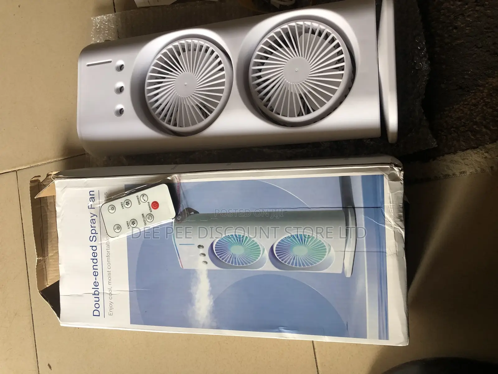 Double Ended Spray Rotating Fan, Maximum Cooling