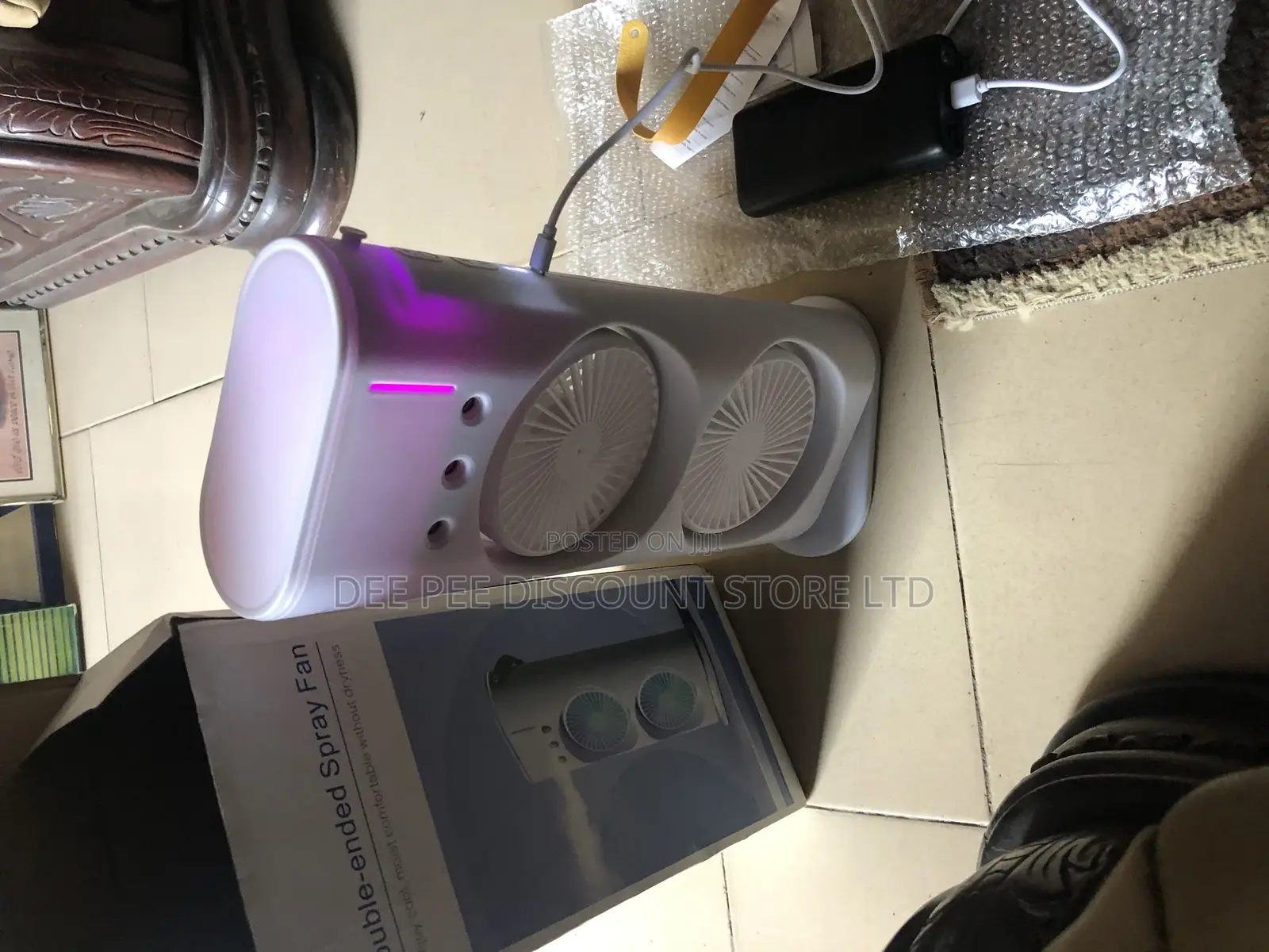 Double Ended Spray Rotating Fan, Maximum Cooling