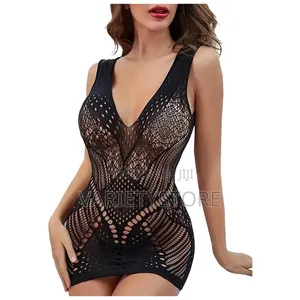 Photo - Sexy Women Fishnet Halter Backless Low Cut Tight Pencil Dres