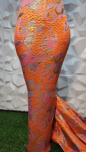 Photo - Elegant Coral and Orange Mixed Brocade