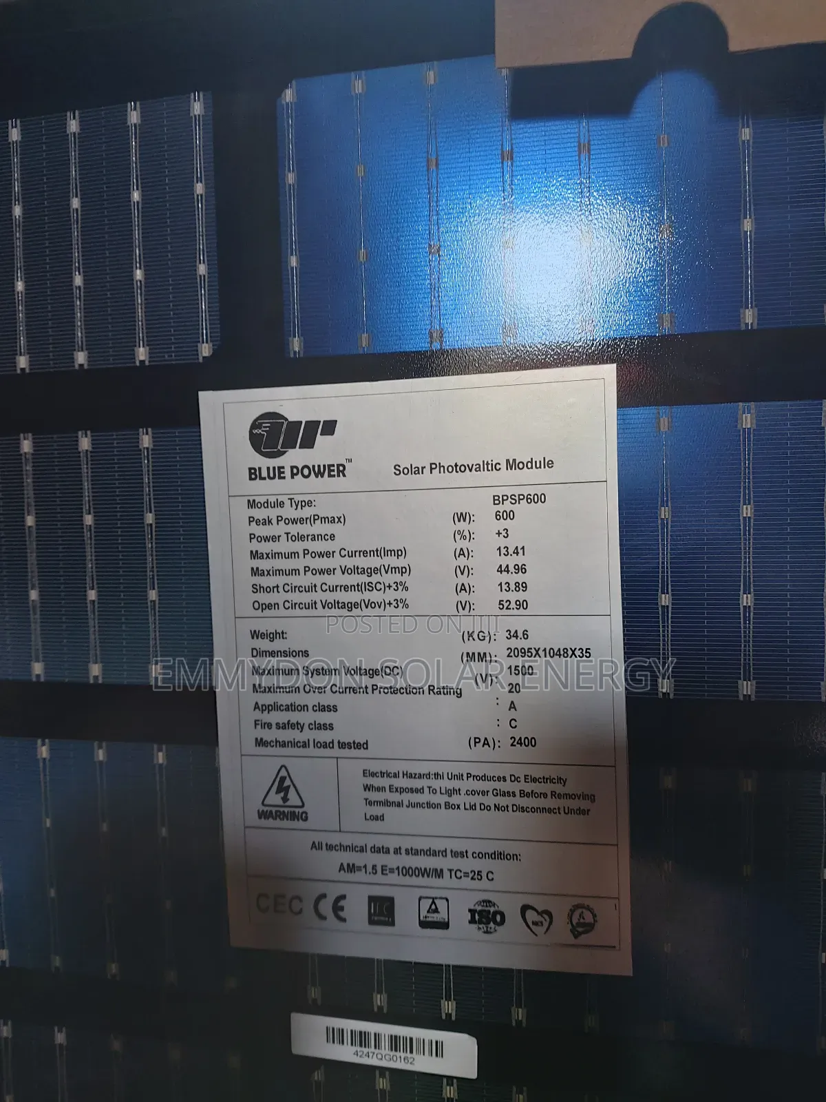 Baificial All Black Solar Mono Panel 600watt