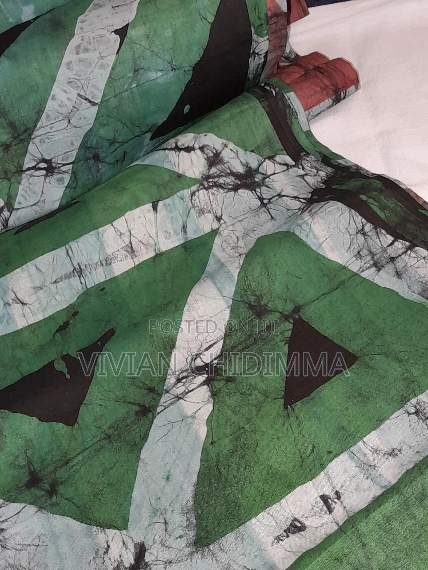 2-Tone Triangle Design Guinea Brocade Adire/Kampala -5 Yards
