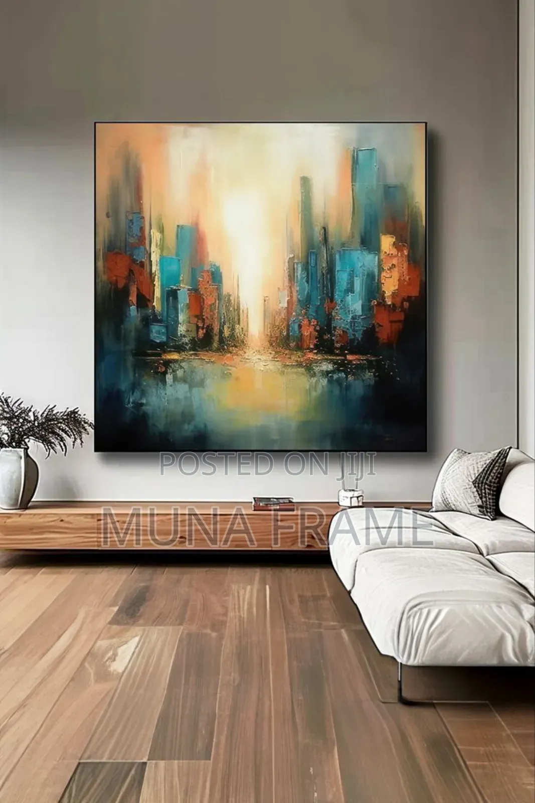 36 By36 Feets Abstract Cityscape Artwork Print on Canvas