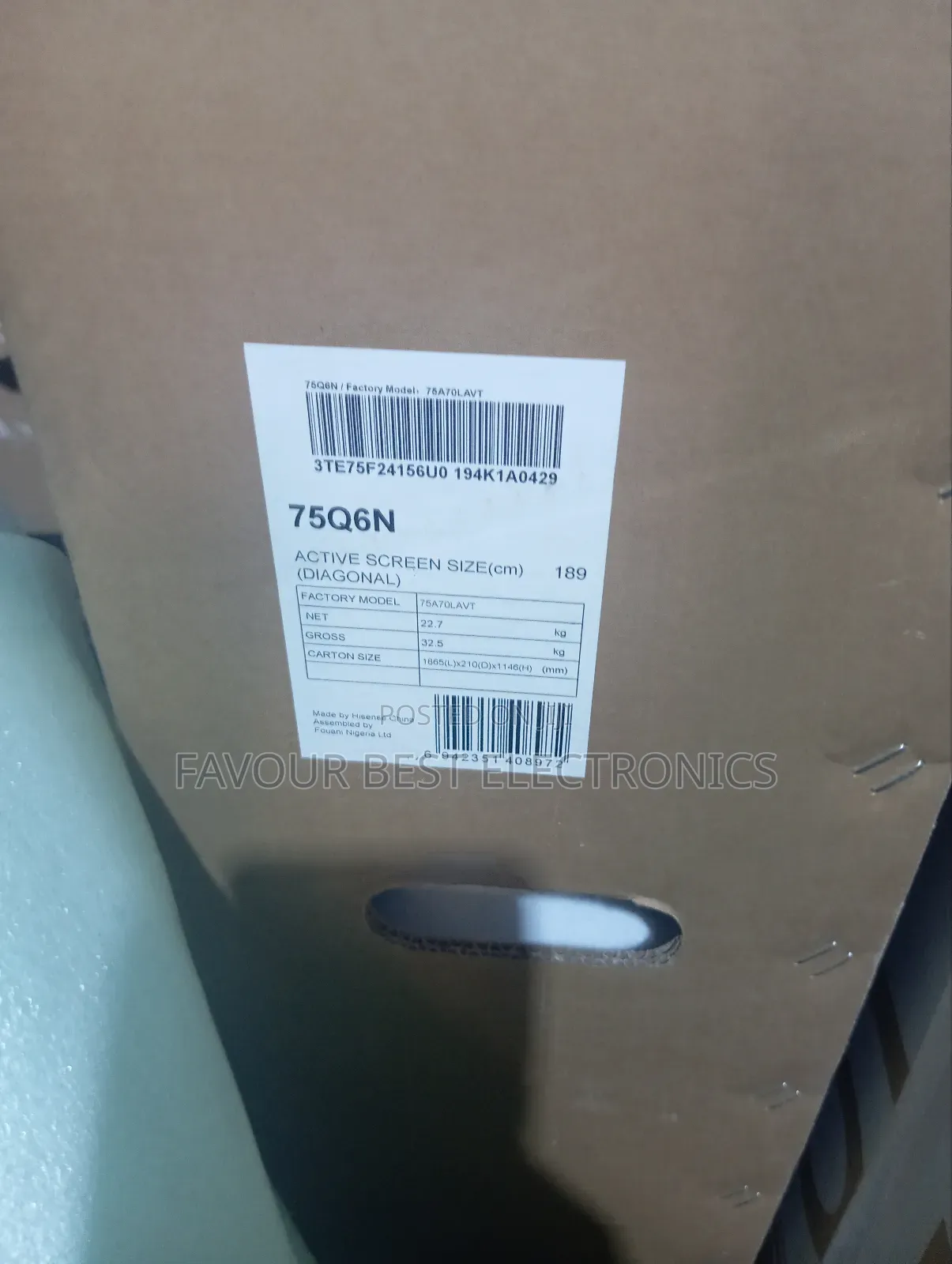 Original Hisense Qled 75"Inch Smart Frameless Netflix M