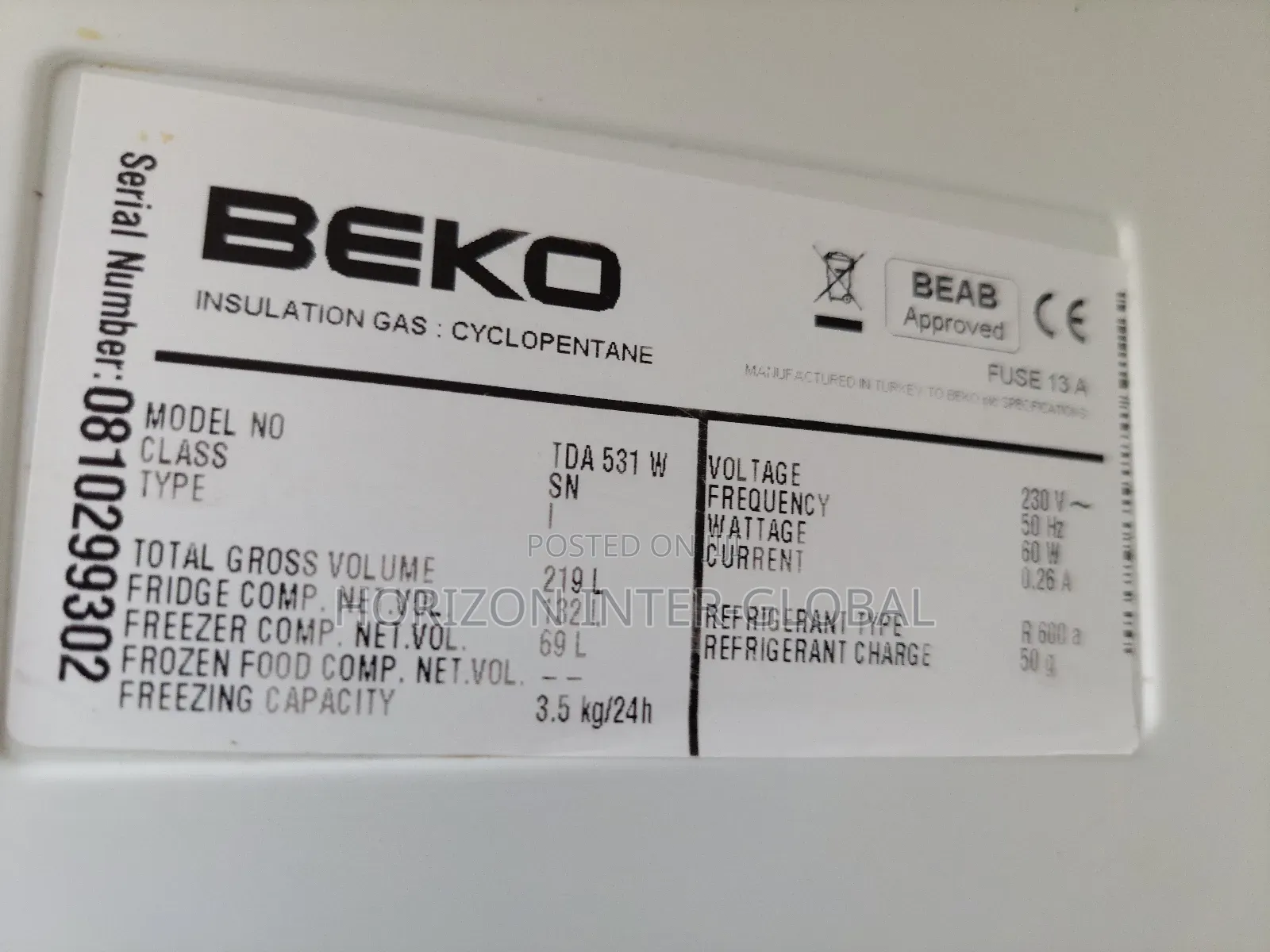 Beko Fridge and Freezer