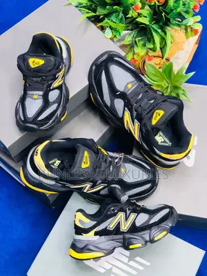 Original New Balance 9060 Black Yellow Sneakers for Kids