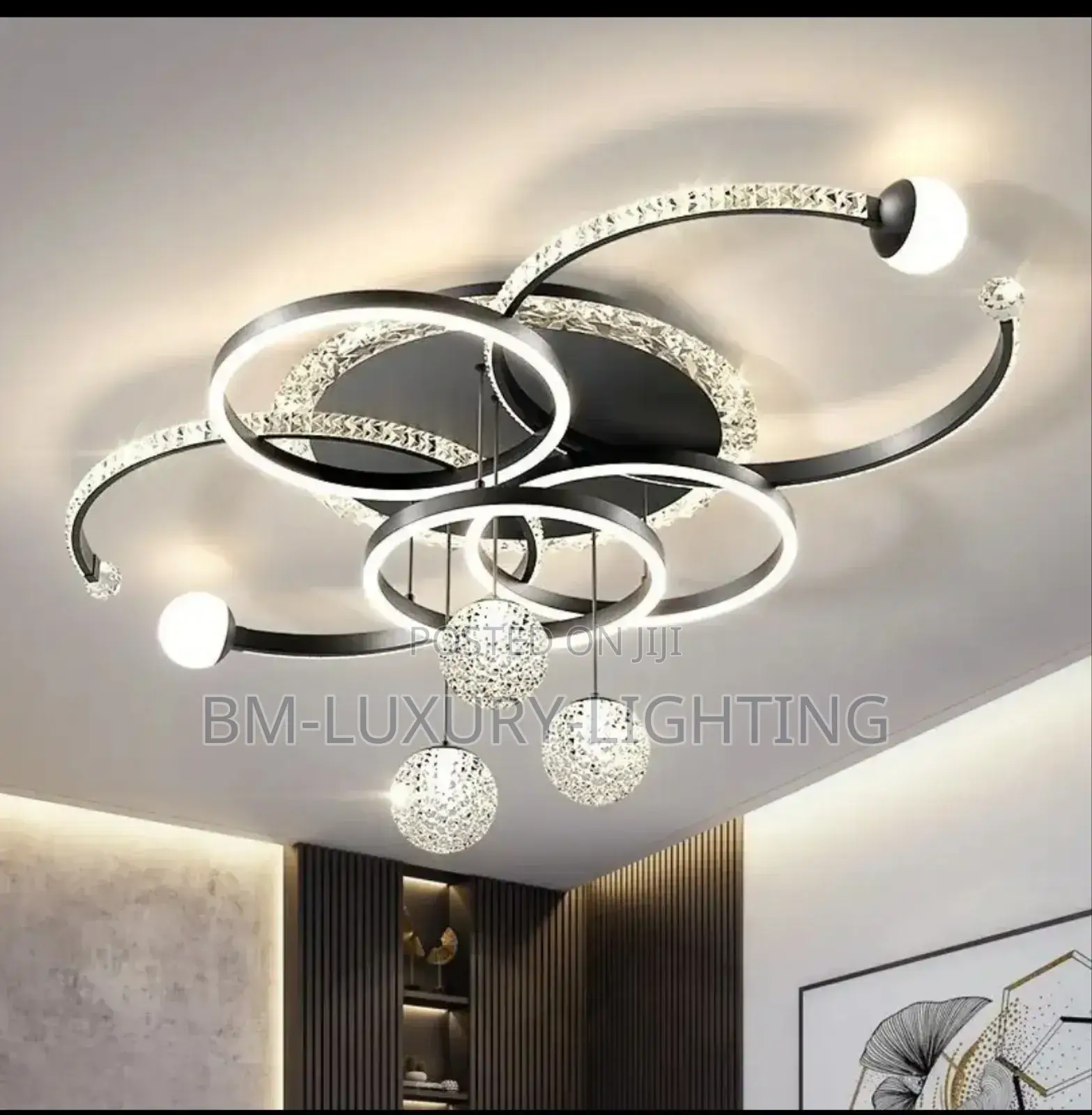 3 Crystal Drop Ring Chandelier