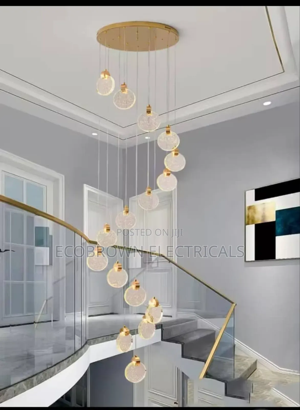 Long Staircase Chandelier Crystal Light 500mm 15drop