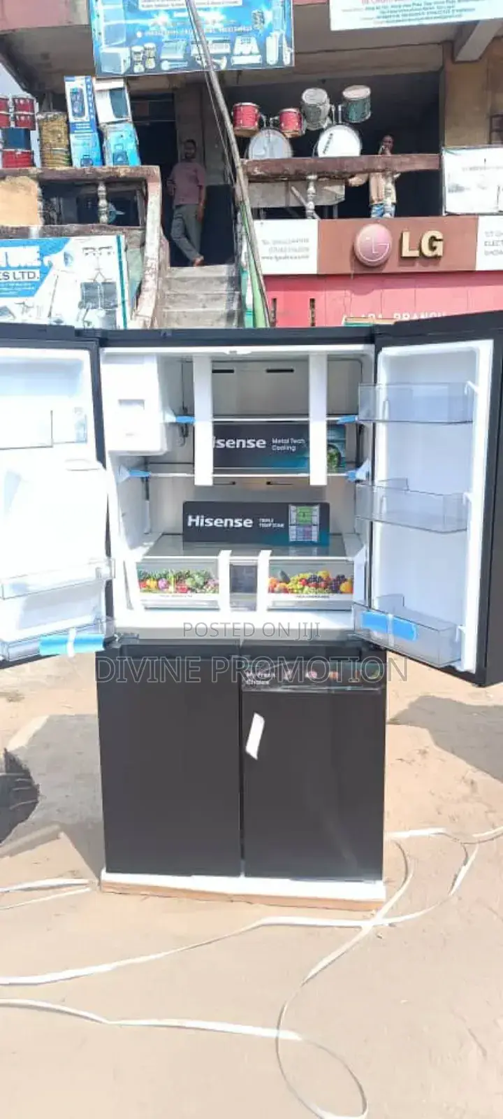 Hisense Side by Side Refrigerator, 4 Doors, Ice Crusher