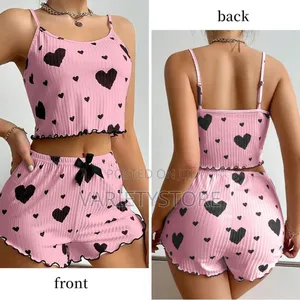 Photo - 2-piece Sexy Heart Print Cotton Pajamas Sleepwear For Women