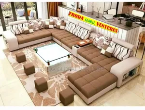 Lovely U-Shape Sofa Chairs With Table,Stools. 9seaters Couch