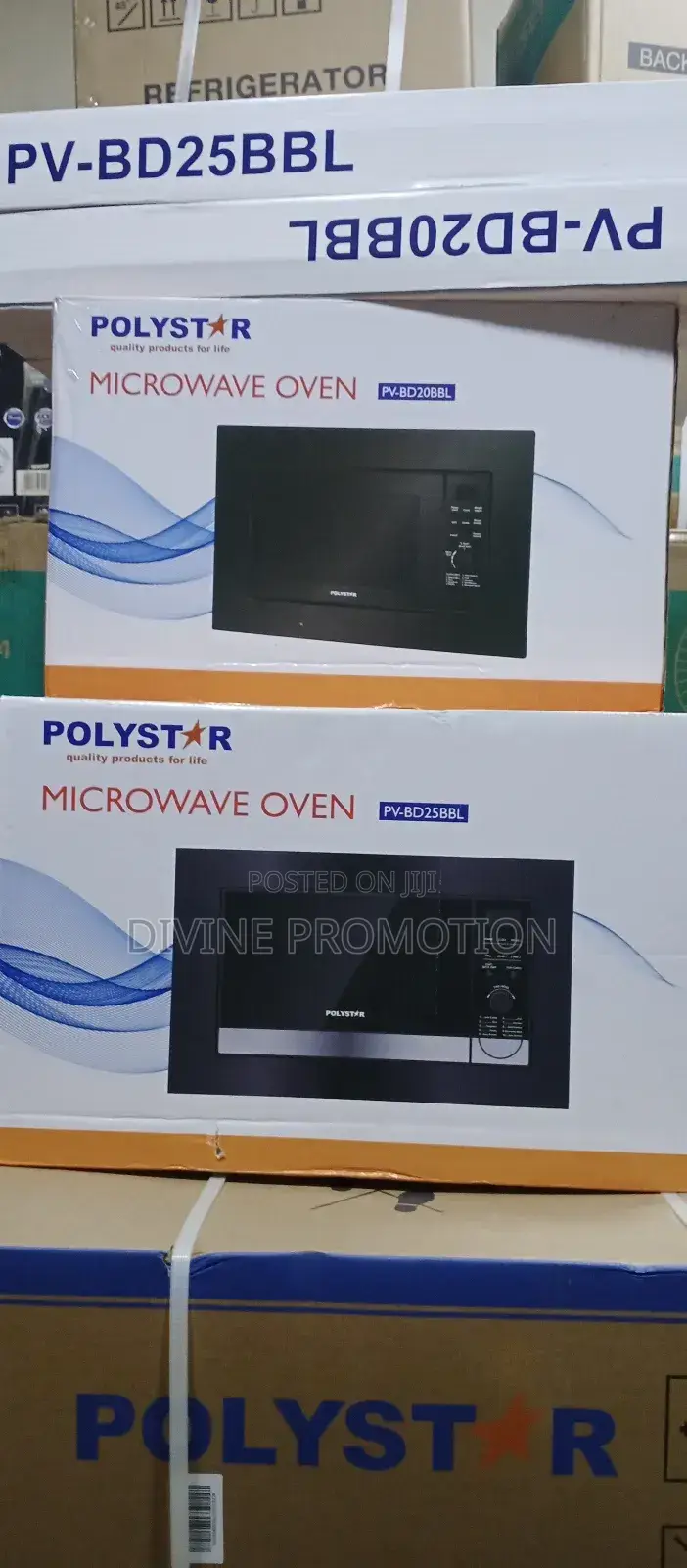 25 Liters Polystar Built-in Digital Microwave, Black Color