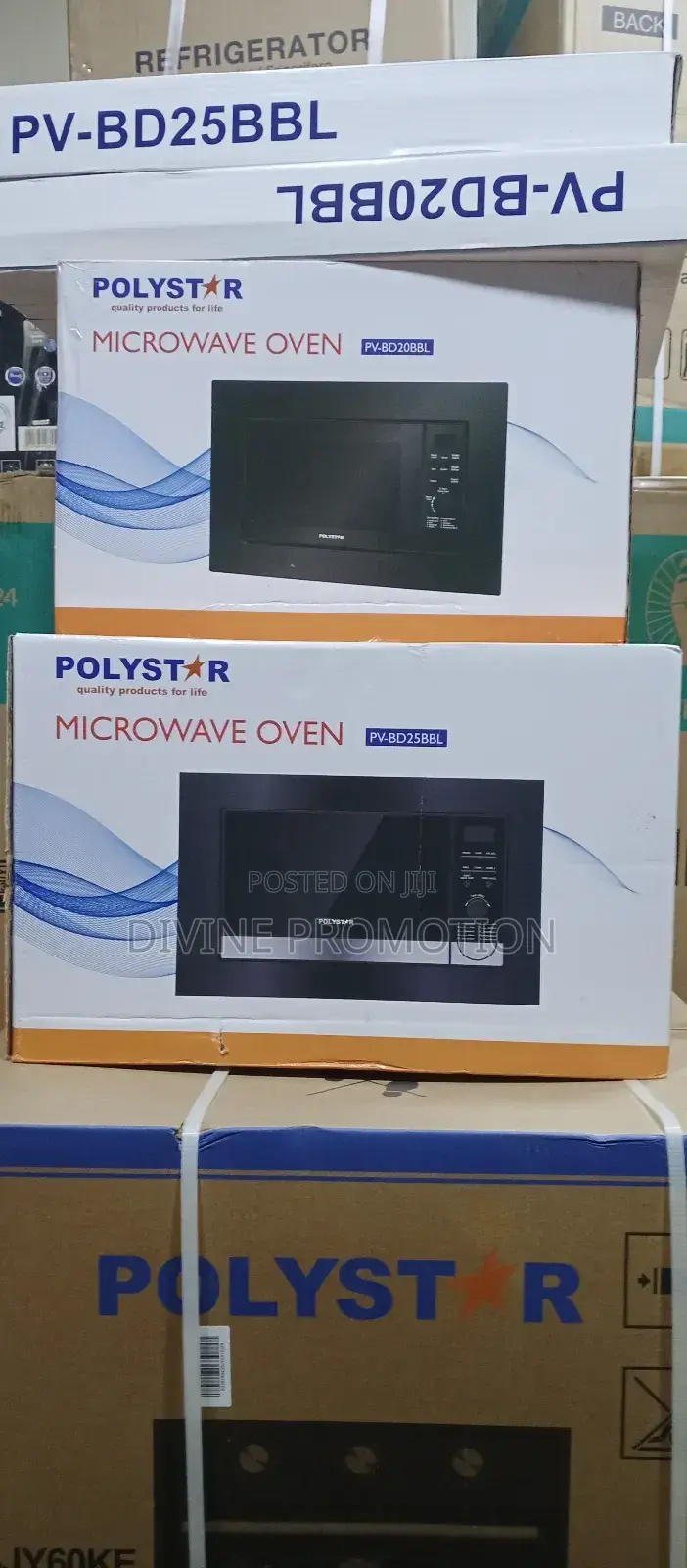 25 Liters Polystar Built-in Digital Microwave, Black Color