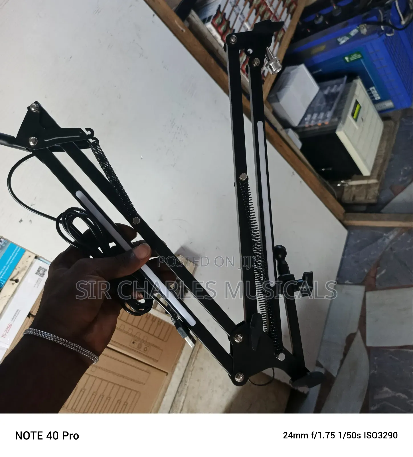 Adjustable Table Mic Stand With Phone Stand and Light