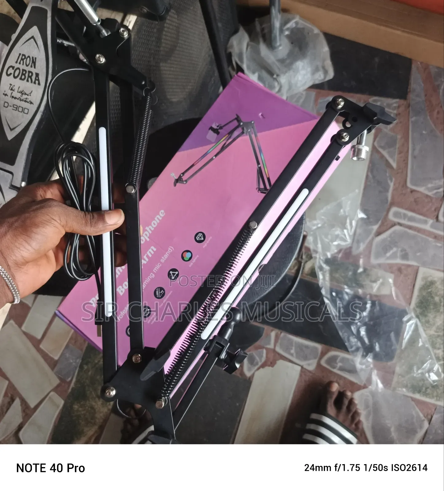 Adjustable Table Mic Stand With Phone Stand and Light