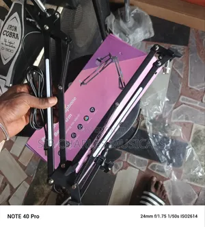 Adjustable Table Mic Stand With Phone Stand and Light