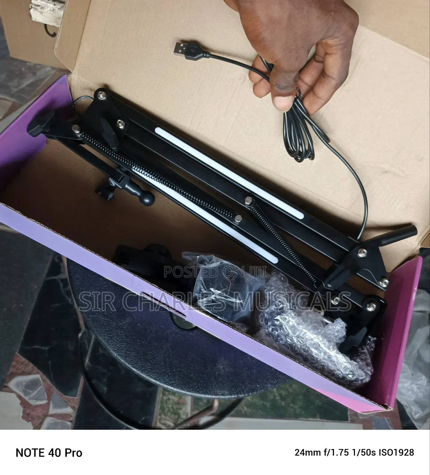 Adjustable Table Mic Stand With Phone Stand and Light