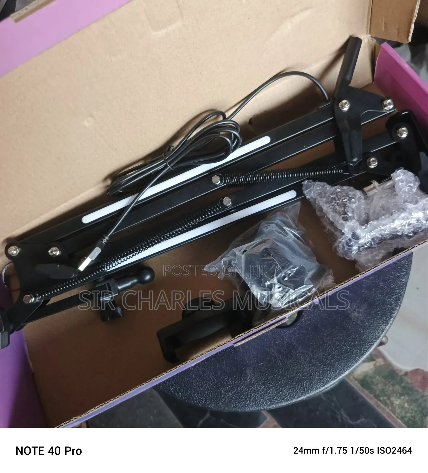 Adjustable Table Mic Stand With Phone Stand and Light