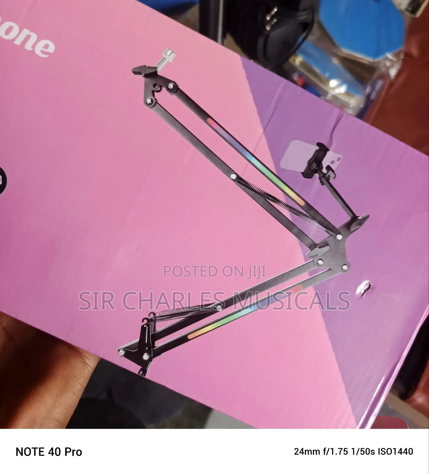 Adjustable Table Mic Stand With Phone Stand and Light