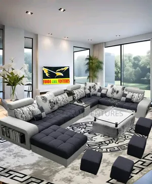 Photo - Quality Set of U-Shape Sofa Chairs, Table and Side Stools