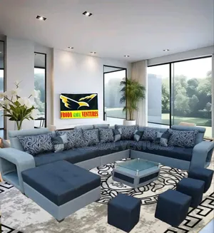 Beautiful Sofa Chairs With Table, Stools. 9seaters U-Shape
