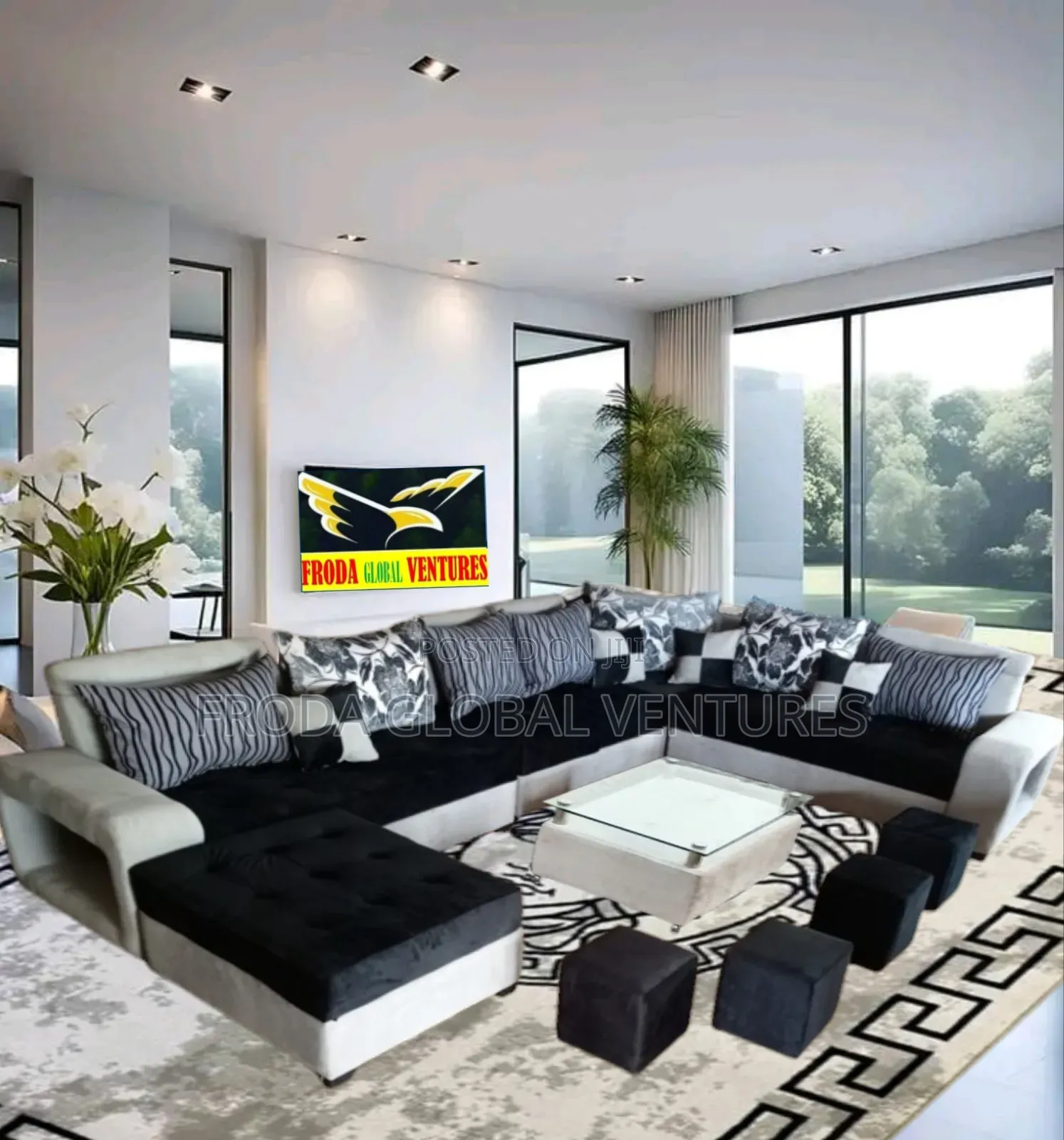 Comfortable Living Room Couch. 9 Seaters U-Shape Sofa Chairs