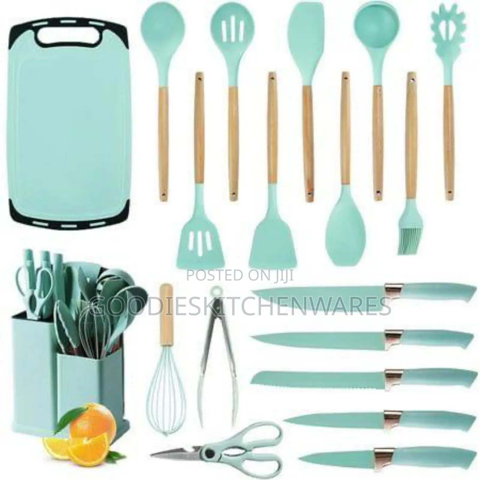 19 PCS Silicone Spoon Set With Chopping Board