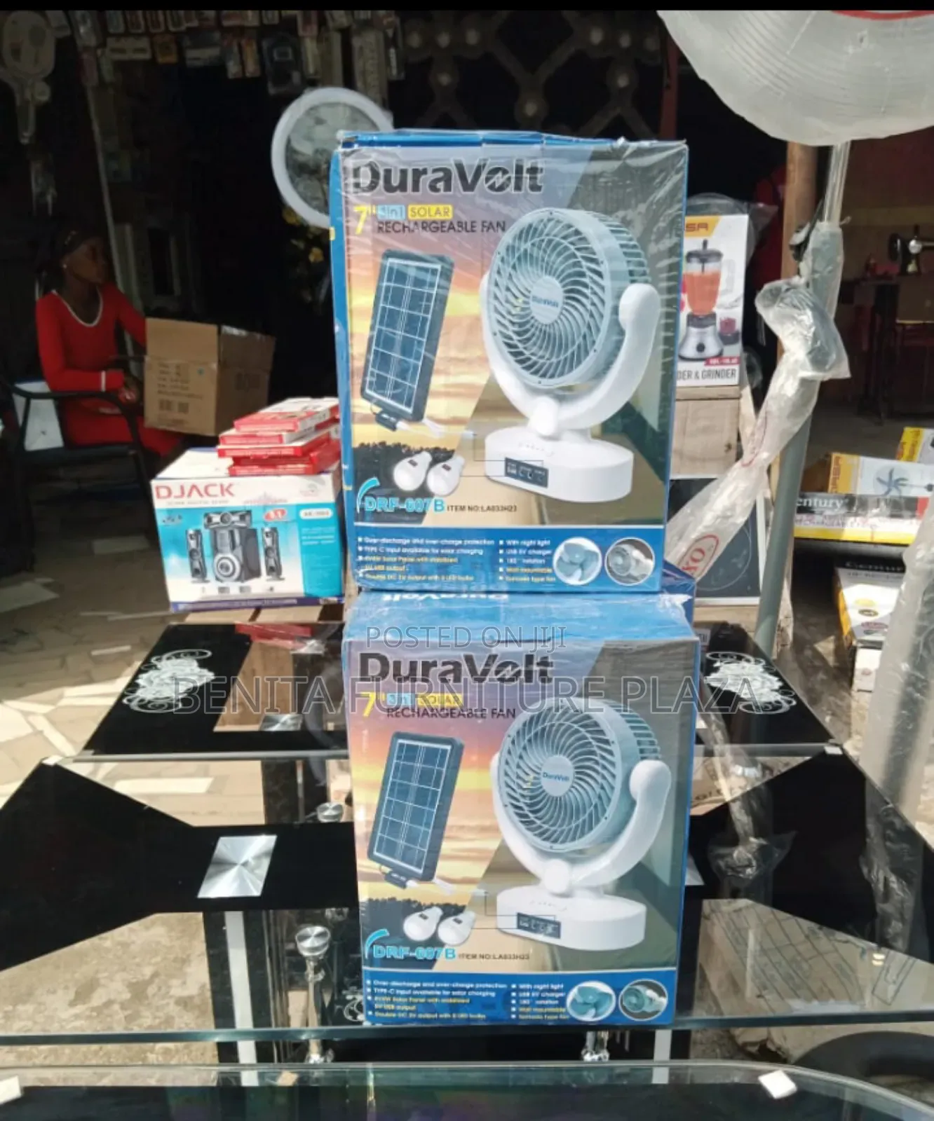 Rotational Solar Table Fan Wit 2 Bulbs