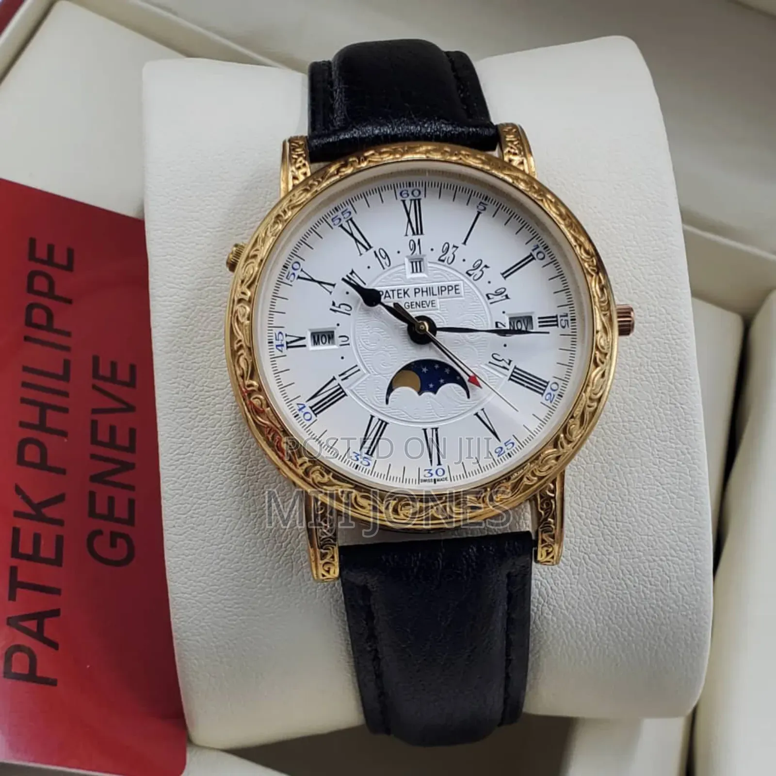 PATEK PHILIPPE GENEVE Black Strap Watch