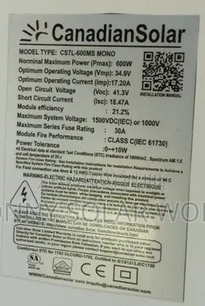 600wat Canadian Solar Panel