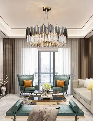 2024 New Round Luxury LED Crystal Chandelier Living Room