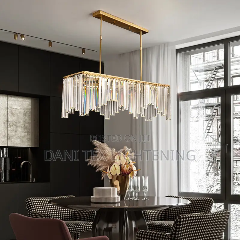 Clear Crystal Luxury Copper Ceiling Chandeliers Rectangle
