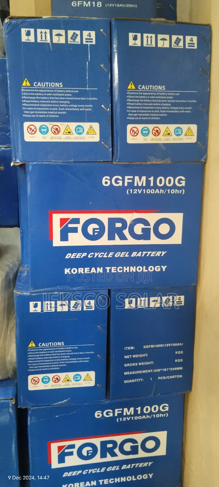 Forgo Deep Cycle Gel Battery, 100ah, 12v.