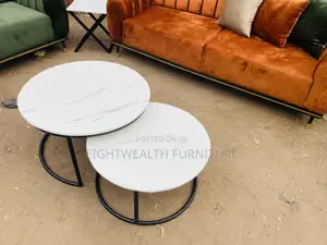 Channel Back Sofa With Center Table and Stools